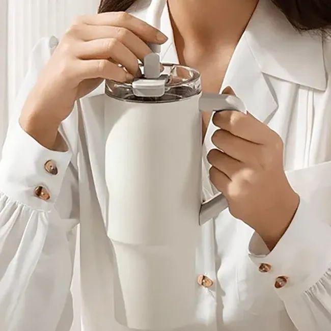 Xiaomi Vaso Térmico Termo Agua Straw Mug 1 Litro Blanco Frio Y Caliente 1000ml Blanco -4
