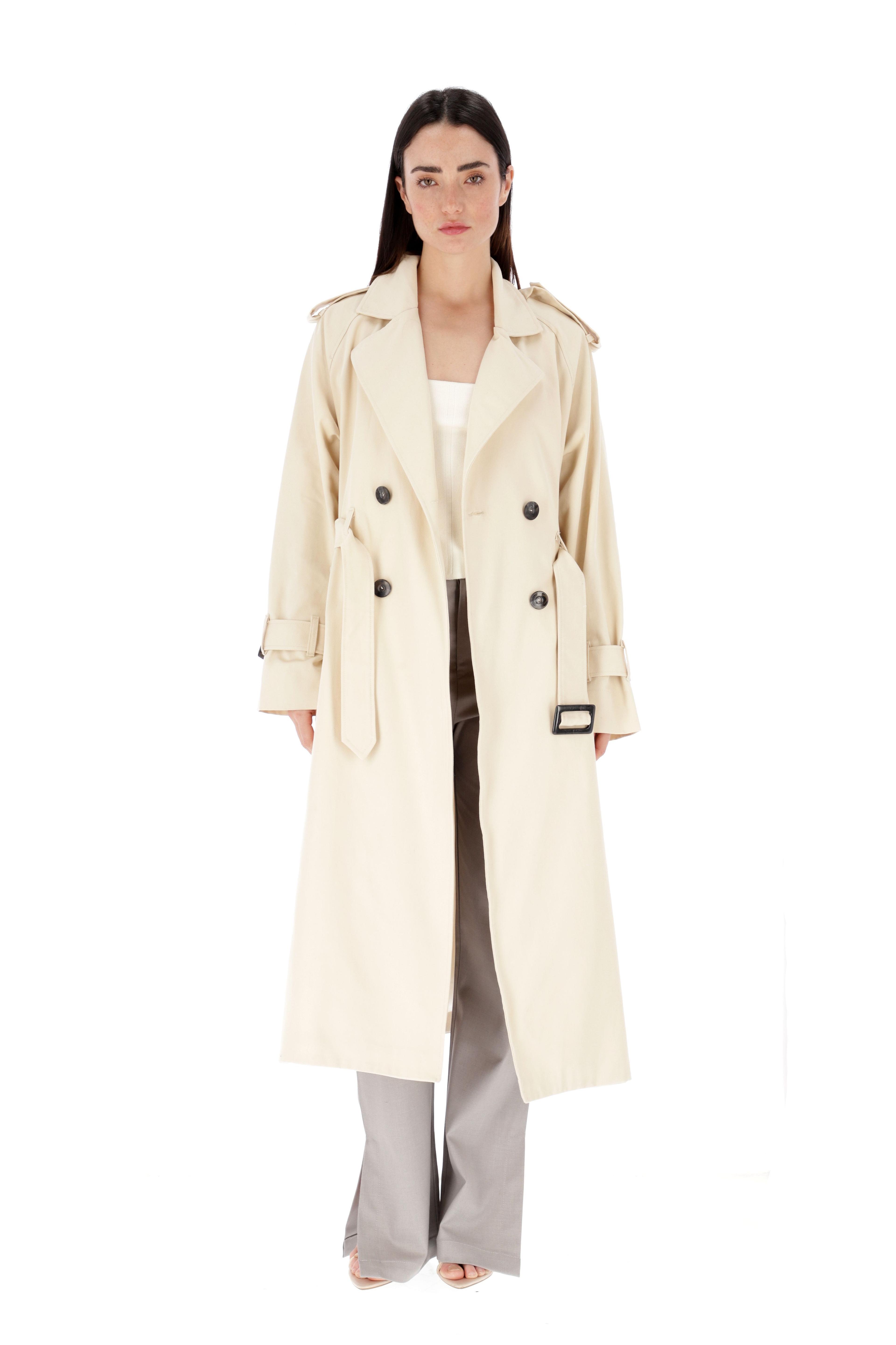 Trench de gabardina premium forrado, talla única.-4
