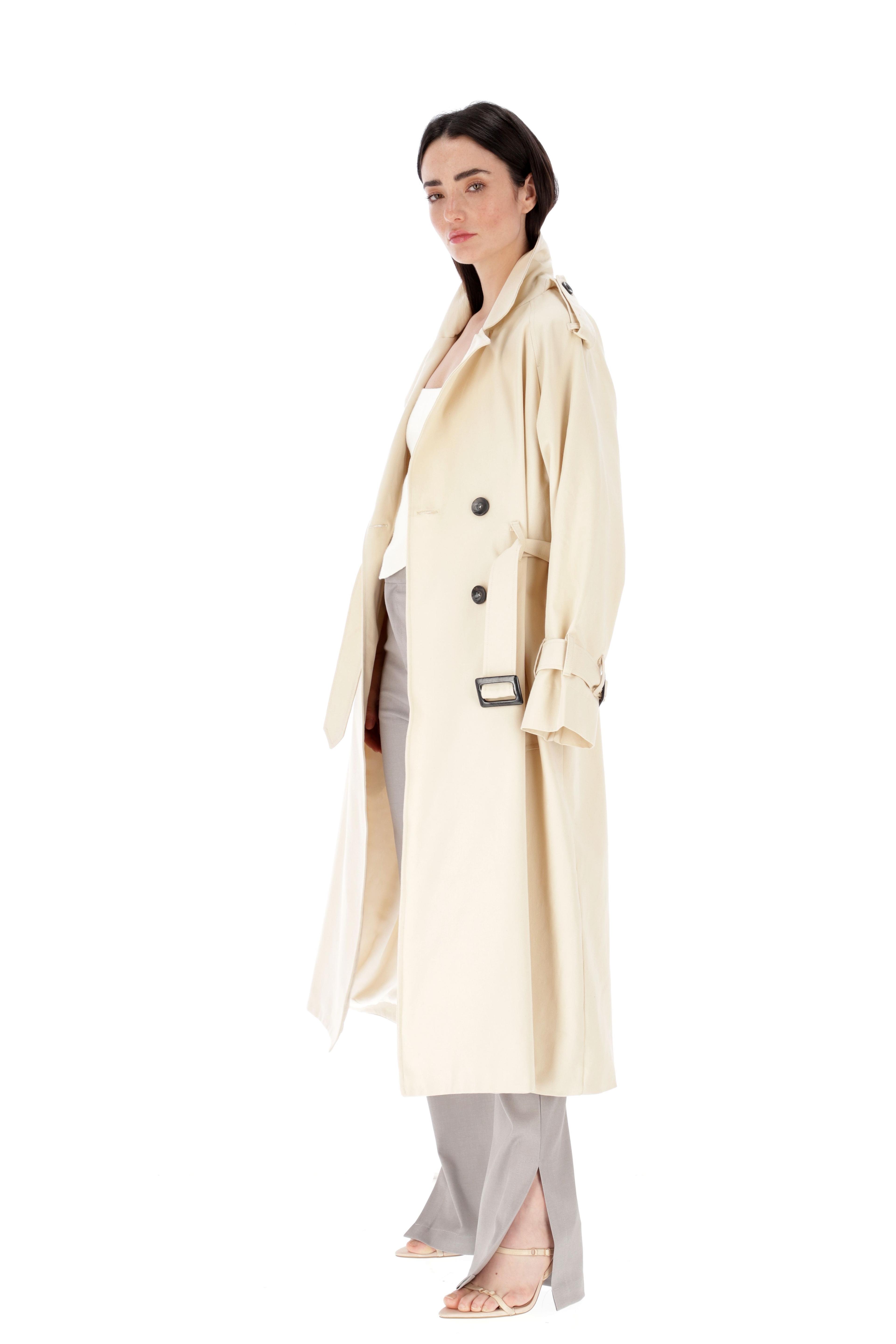 Trench de gabardina premium forrado, talla única.-6