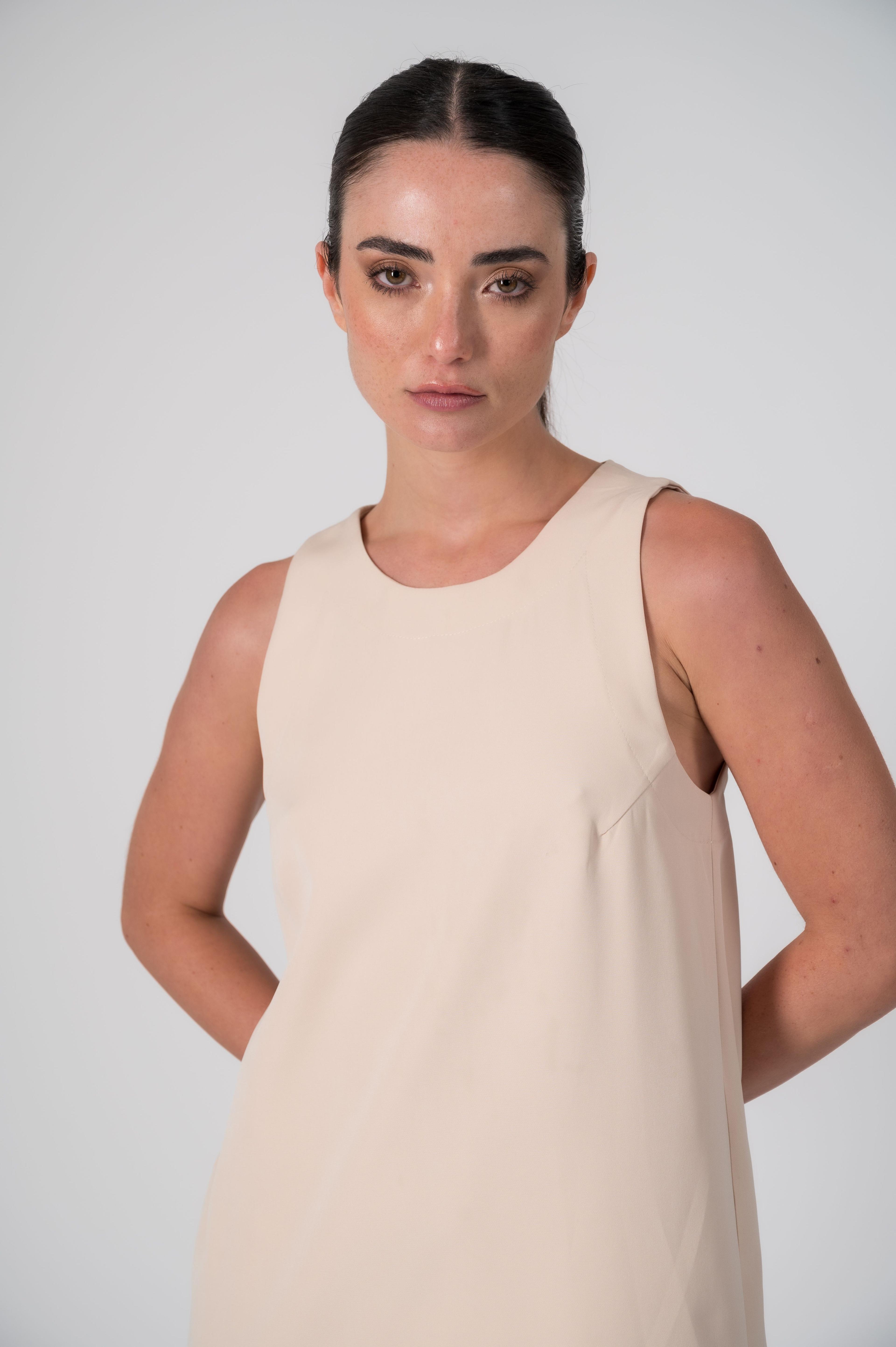 Vestido solero beige-2