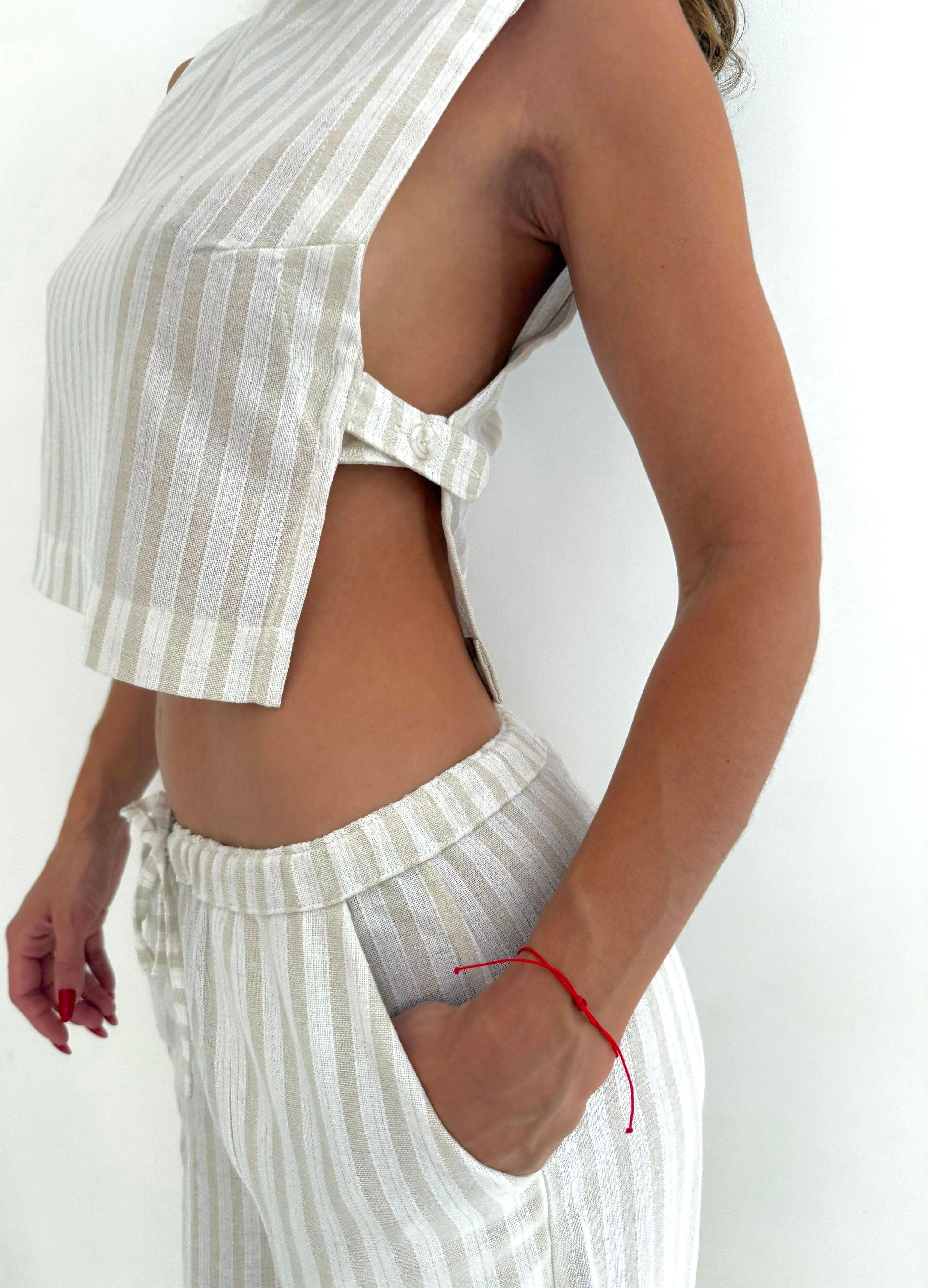 Blusa beige con brillo -3