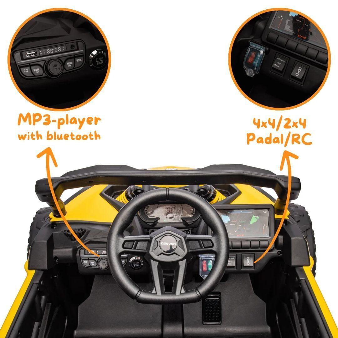 Auto a Batería Licencia Oficial Can-Am Maverick 4x4 Real, Ruedas de Goma y Asiento Tipo Cuero-6