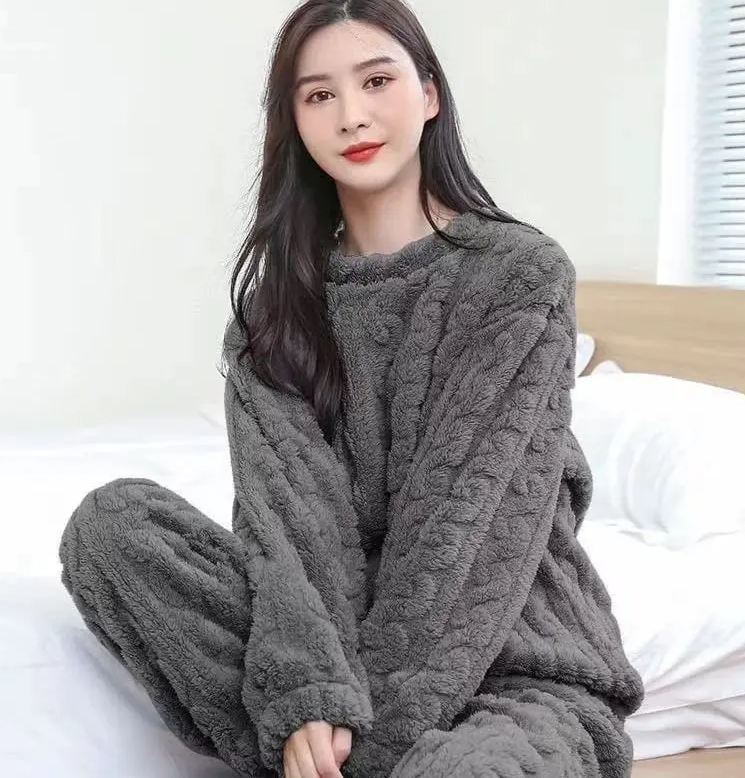 Pack 2 Pijamas Mujer Polar Trenzado-3