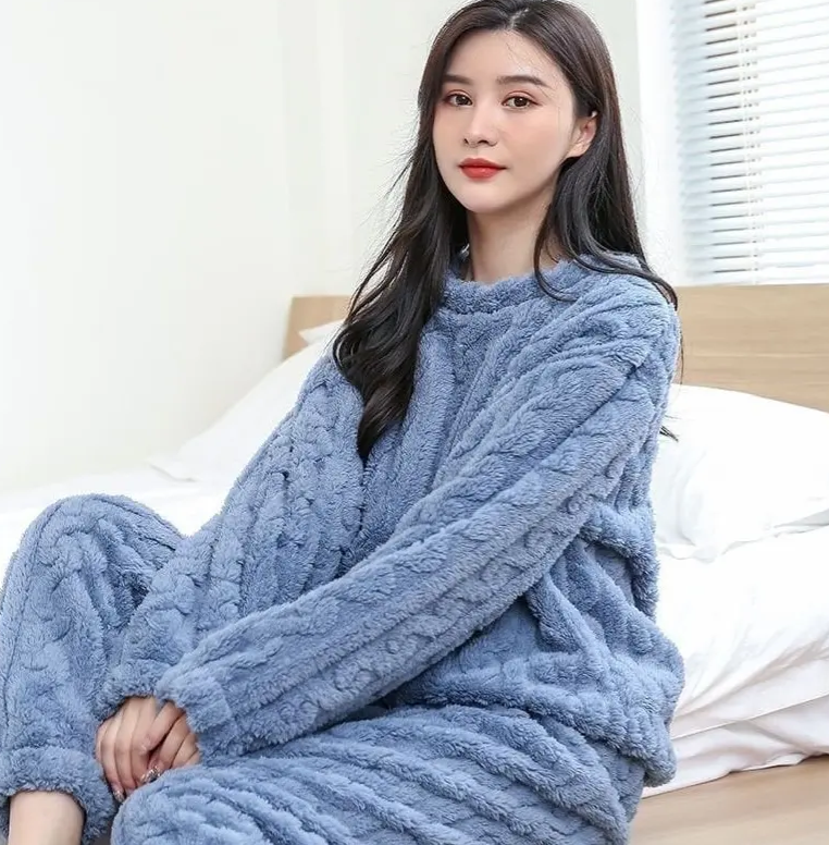 Pack 2 Pijamas Mujer Polar Trenzado-4