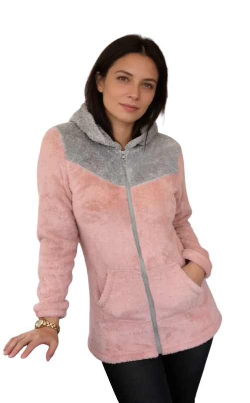 Pack 3 Polerones Mujer Capucha Peludos Bicolor-0