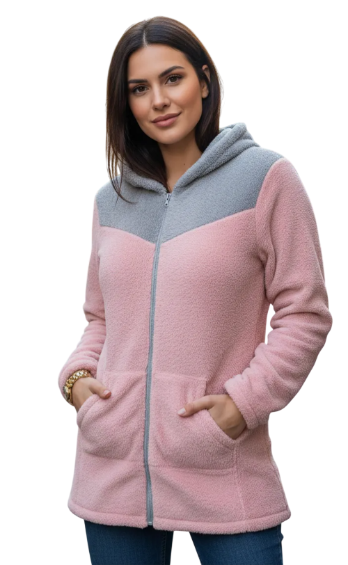 Pack 3 Polerones Mujer Capucha Peludos Bicolor-1