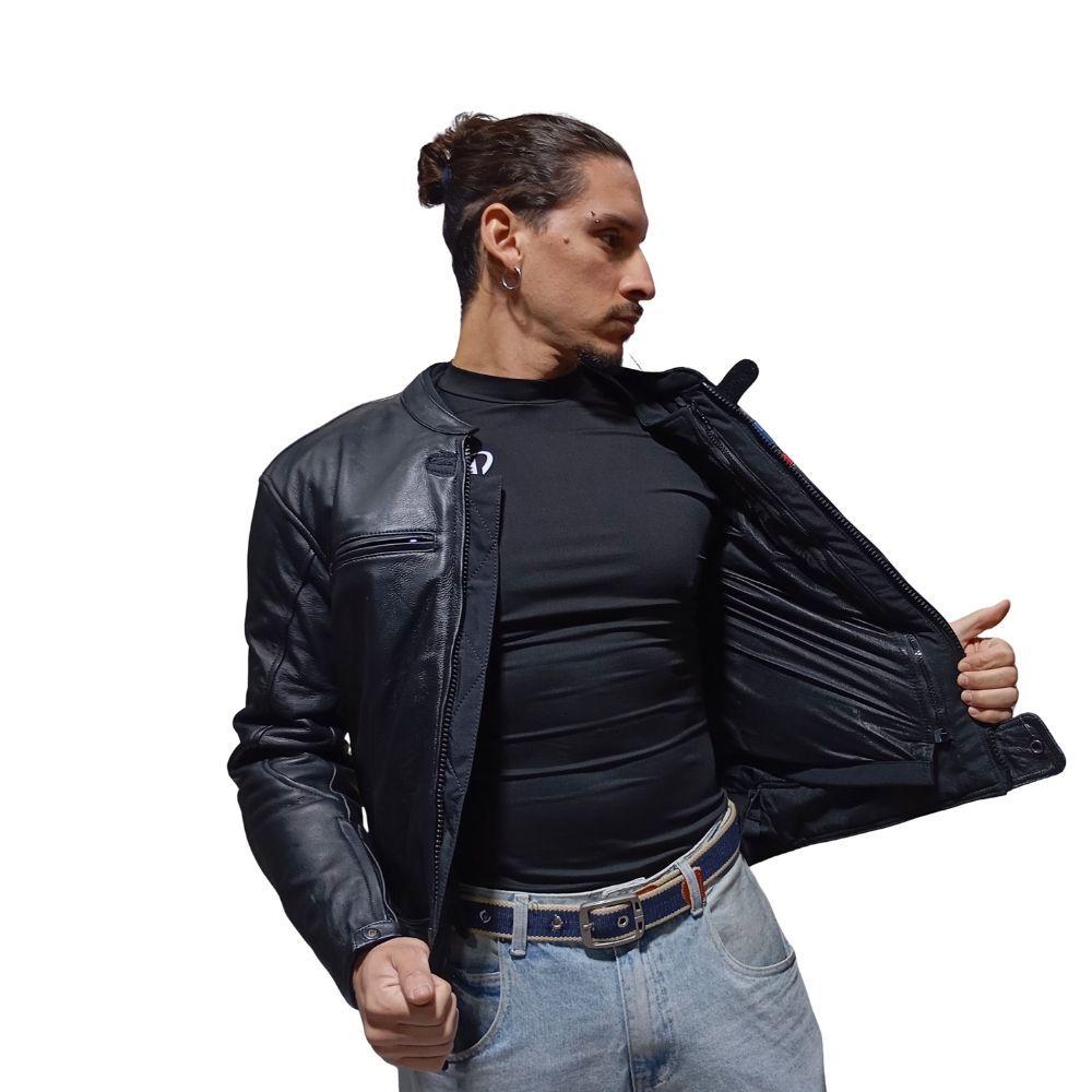 Chaqueta Moto Cuero Windesign Protecci n CE-6