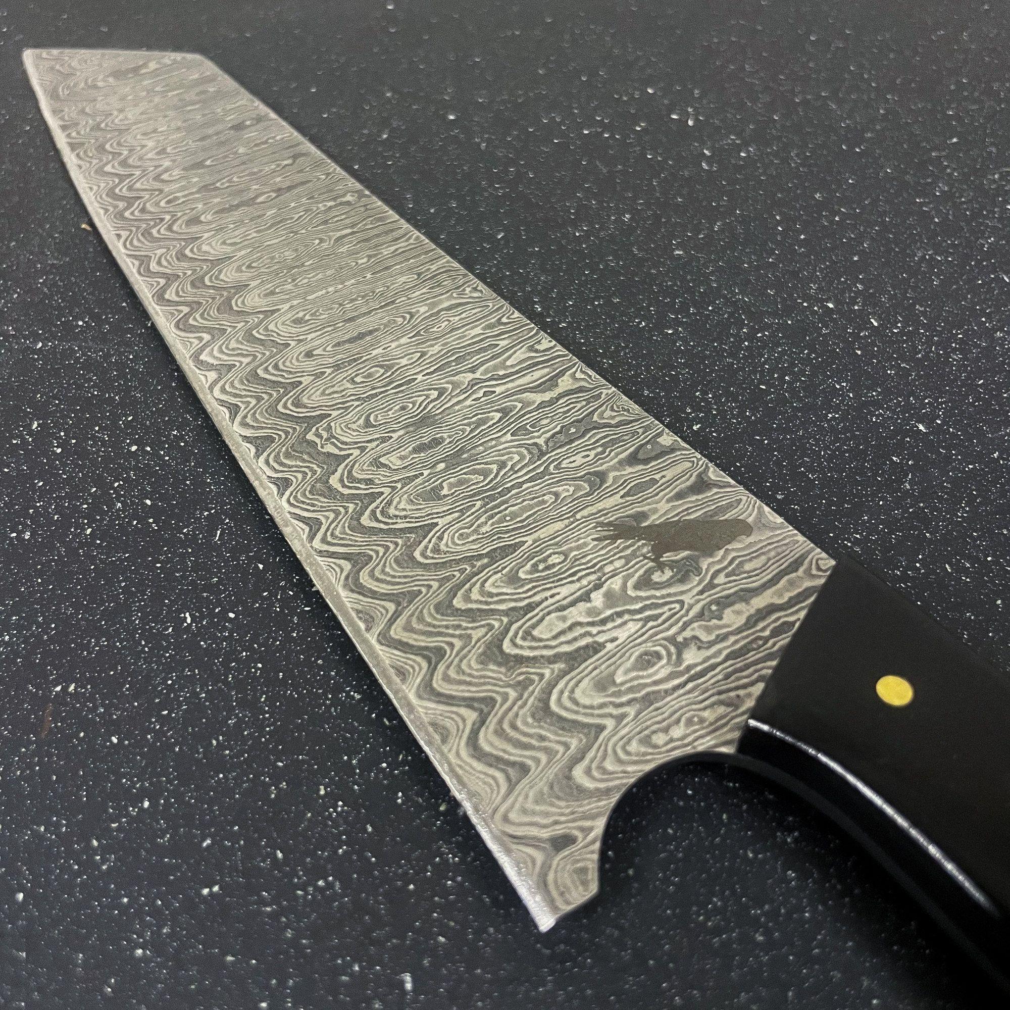 Cuchillo Chef Profesional Artesanal Rauka Acero Damasco 33cm Marrón Claro-4