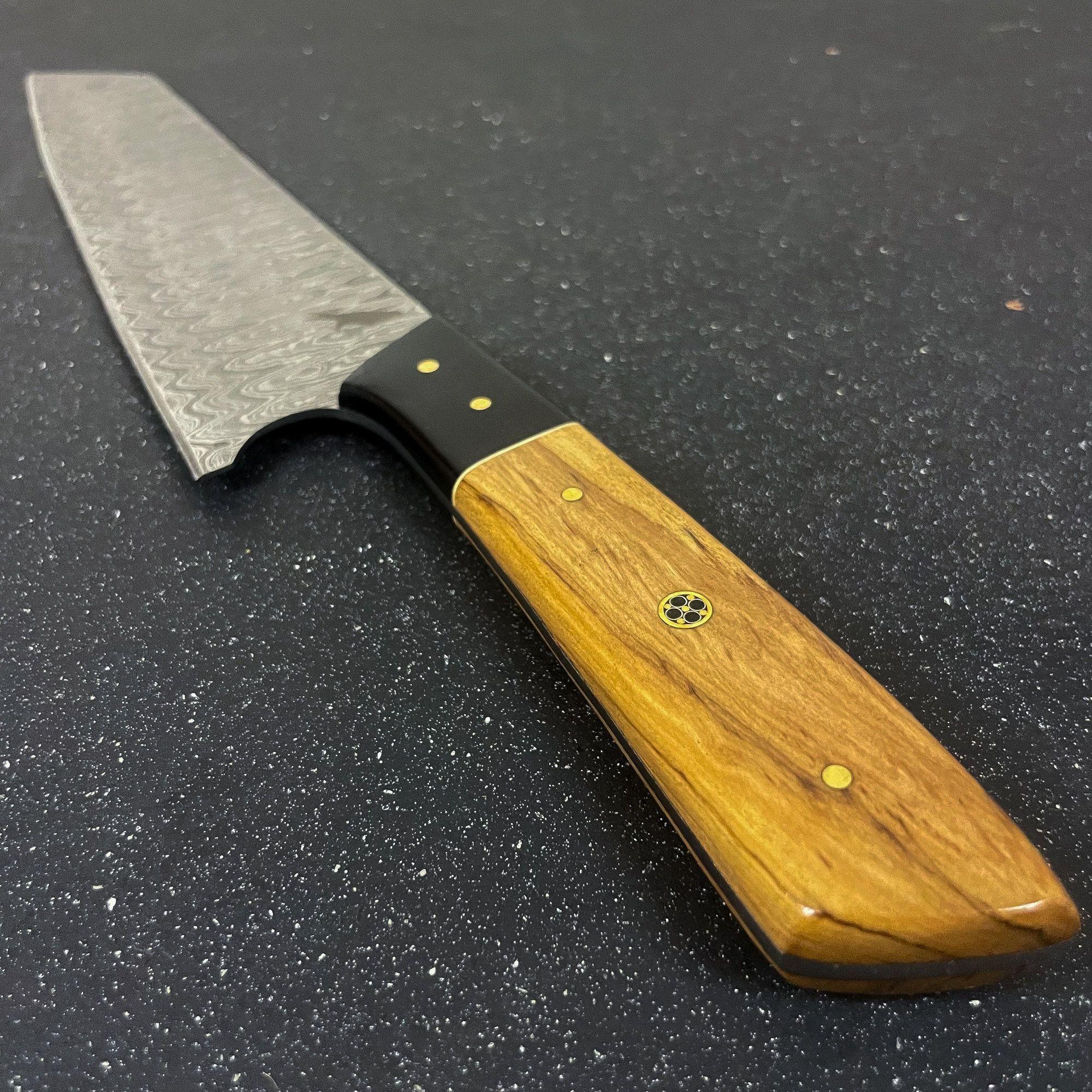 Cuchillo Chef Profesional Artesanal Rauka Acero Damasco 33cm Marrón Claro-5
