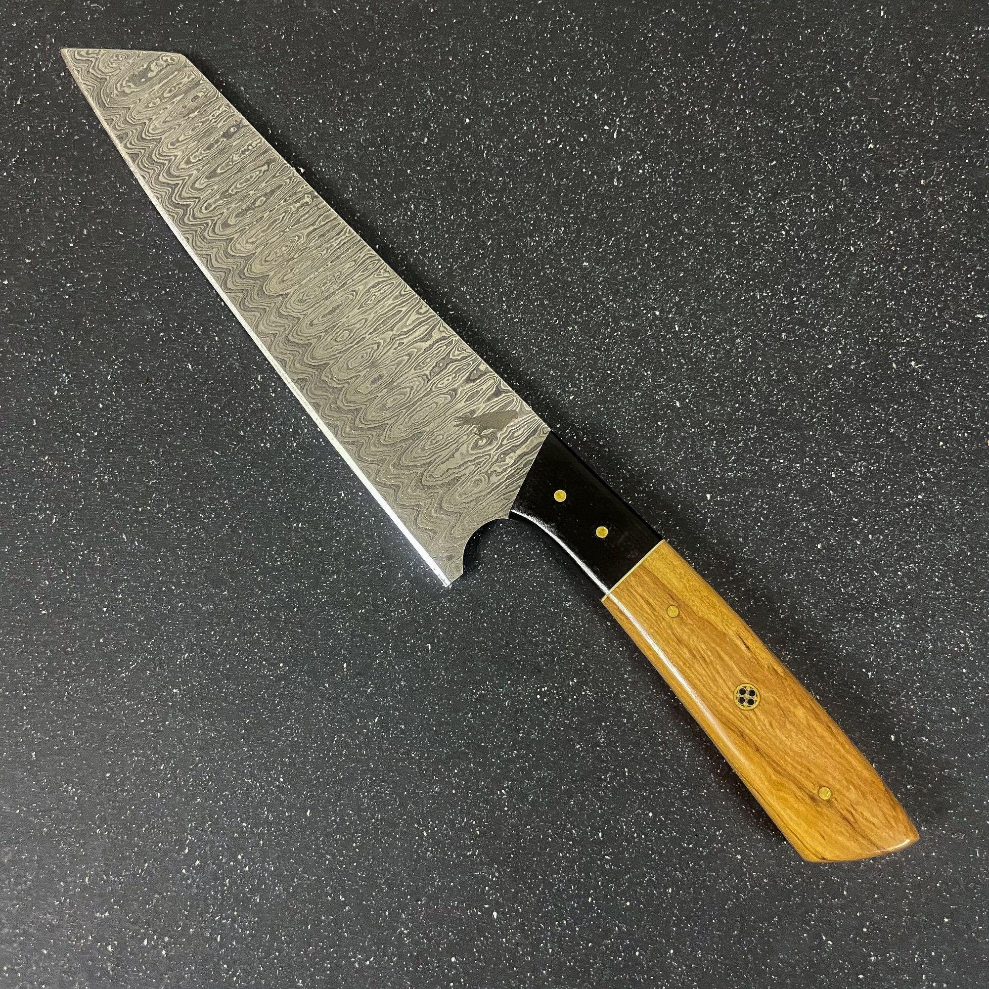 Cuchillo Chef Profesional Artesanal Rauka Acero Damasco 33cm Marrón Claro-6