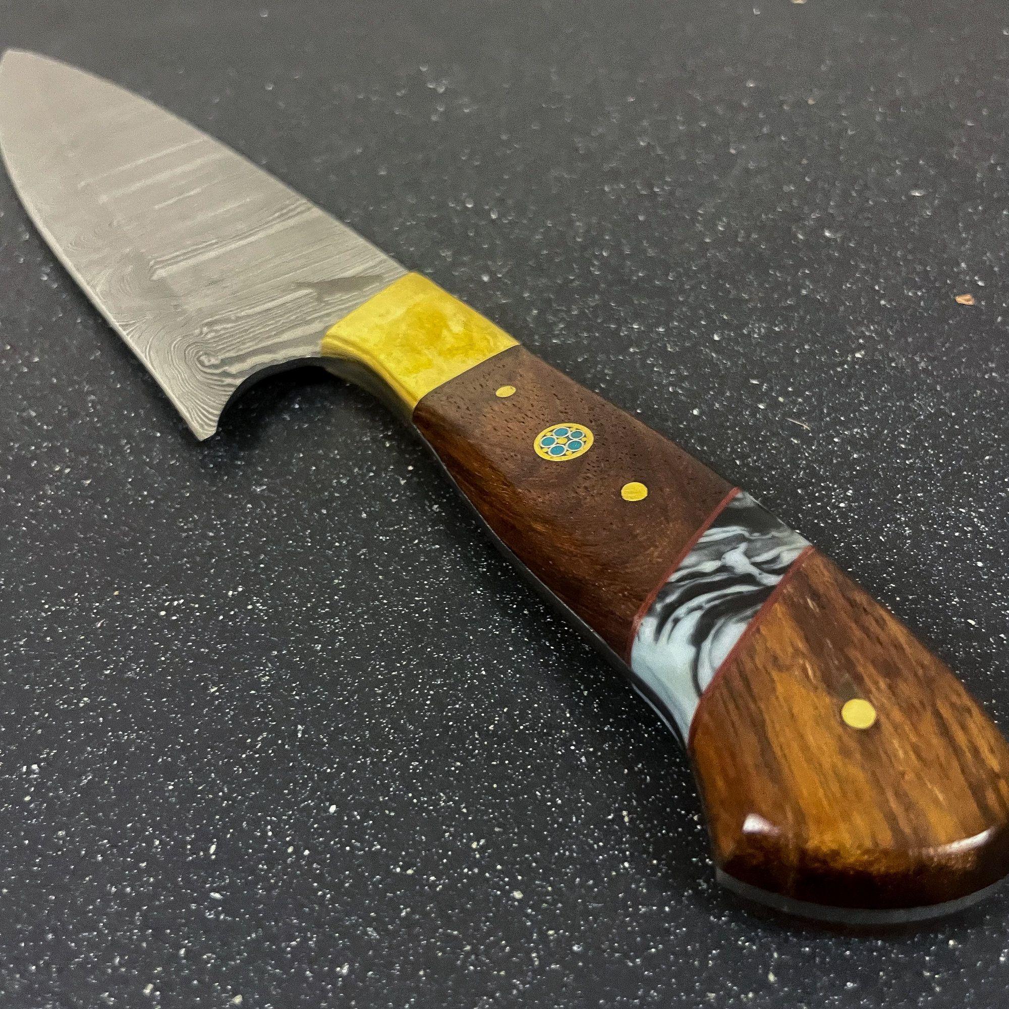 Cuchillo Chef Profesional Artesanal Rauka Acero Damasco 32cm Color Marrón Oscuro-5
