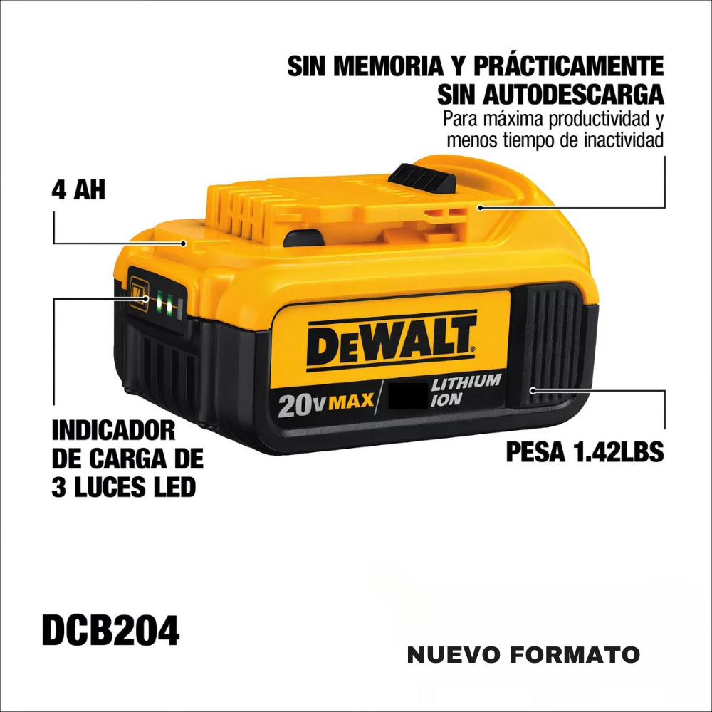 Batería Ion De Litio 20v 4ah Dewalt Dcb204-b3-2