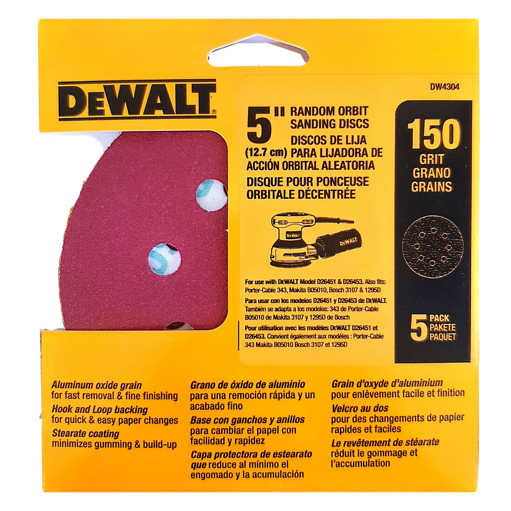 Set 5 Discos Lija Dewalt Dw4304 Grano 150-4