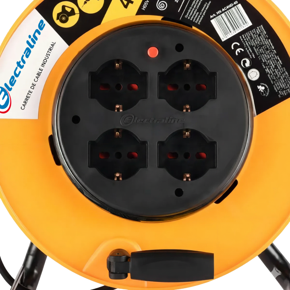 Carrete Alargador 4 Tomas 40m Schuko Electraline Negro-2