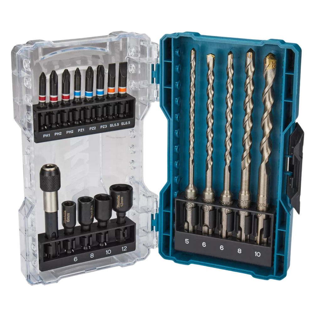 Set Brocas Sds Plus, Puntas Y Dados 18 Pcs Makita E-07026-2