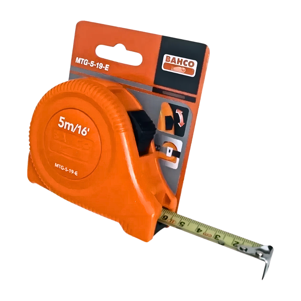 Huincha De Medir Flexómetro 5Mt Freno Clip Bahco MTG-5-19-E-5
