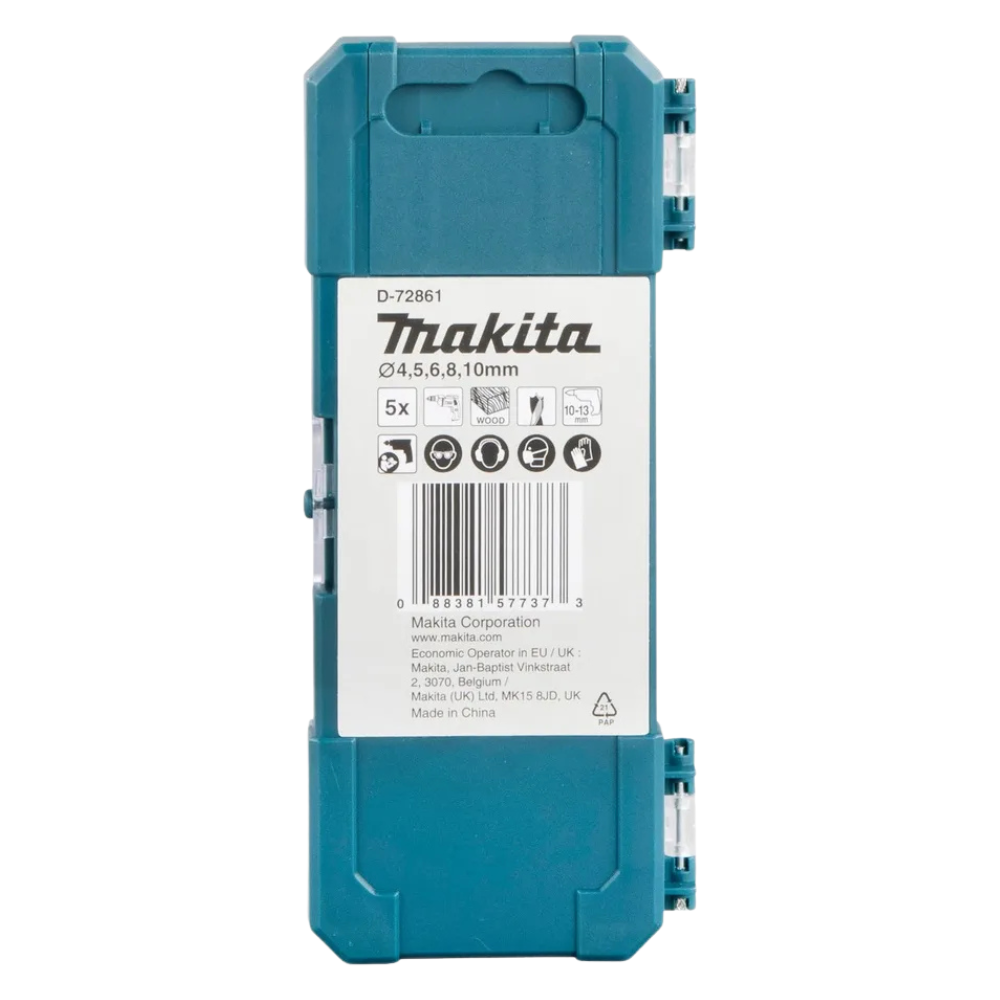 Set 5 Brocas Madera Hss 4,5,6,8 Y 10mm Makita D-72861-3