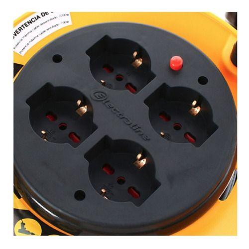 Alargador Carrete Eléctrico 4 Tomas 25m Schuko Electaline-2