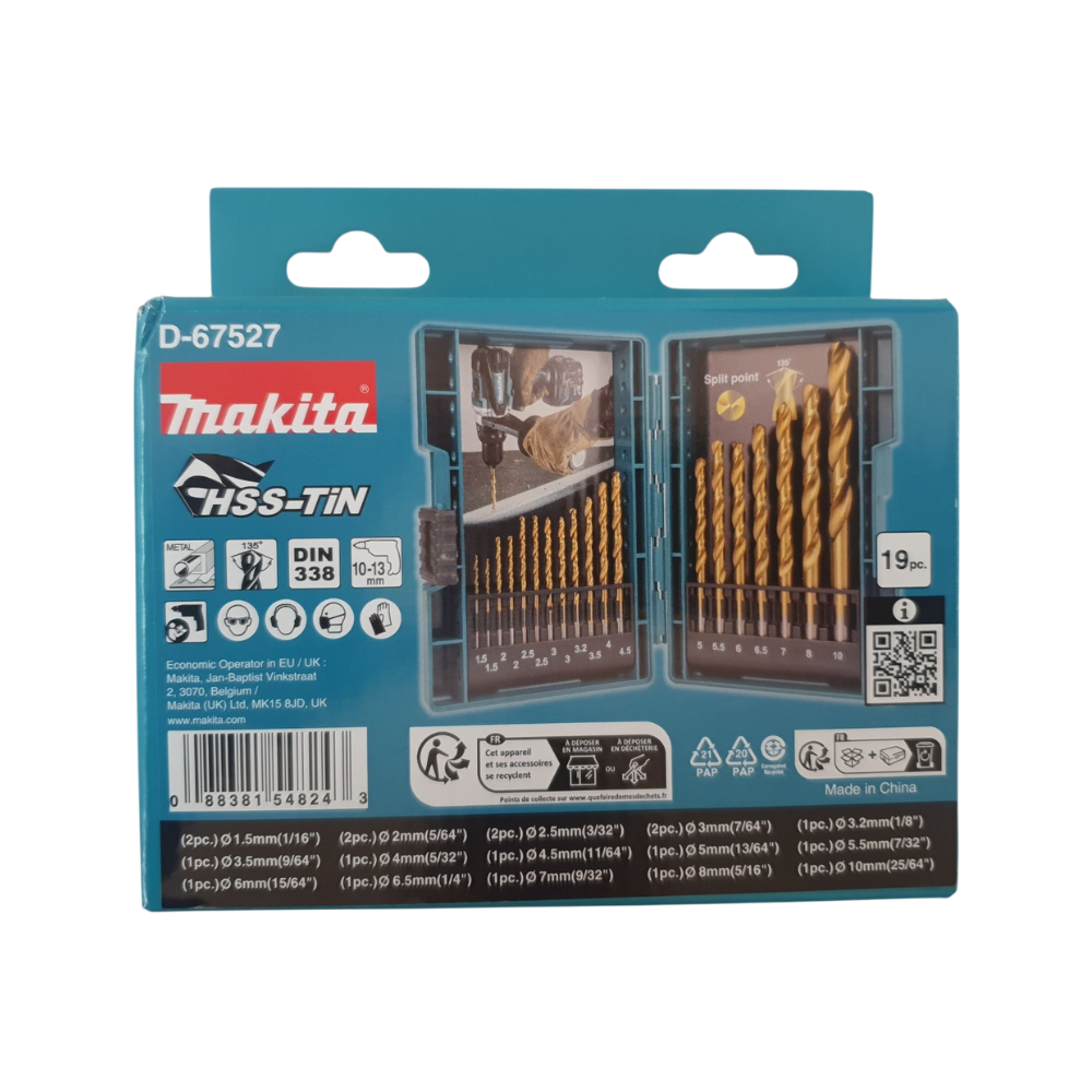 Set Broca Metal Hss-tin 19 Pzas Makita D-67527-2
