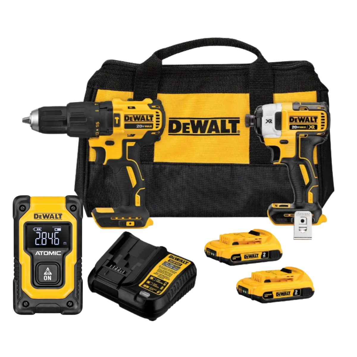 Kit DeWALT Taladro/Atornillador 20V2Bat./Car MedidorLáser16m-0