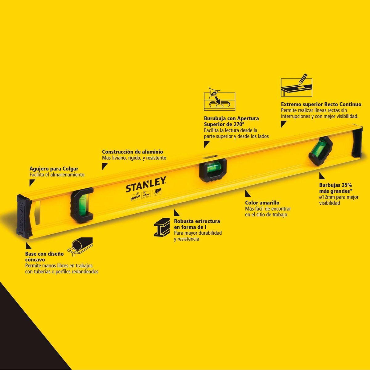 Nivel de Aluminio I-BEAM 18' STANLEY STHT42073-LA-2
