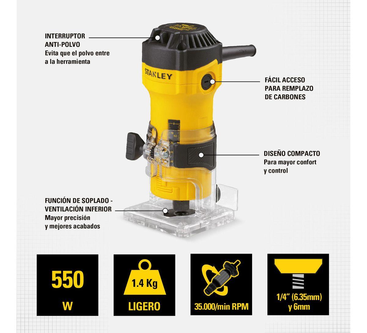 Rebajadora 550w 1/4 Stanley St55-b2c-6