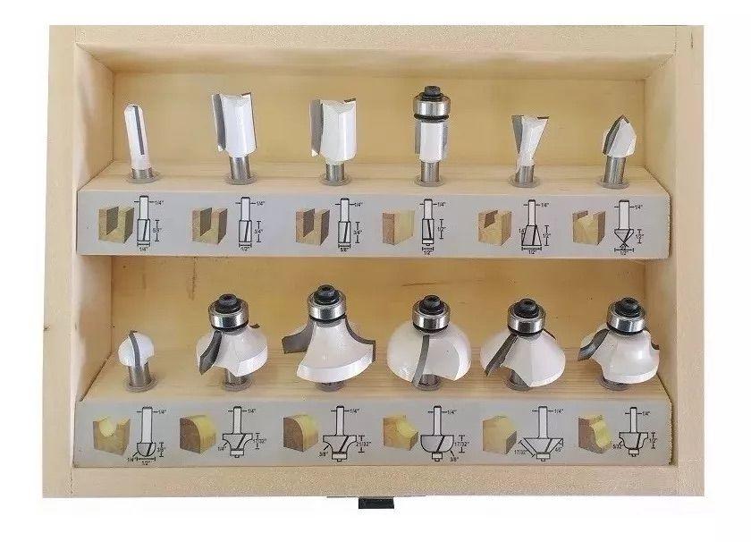 Juego De 12 Fresas 1/4 Para Madera Router Makita D-53584-1