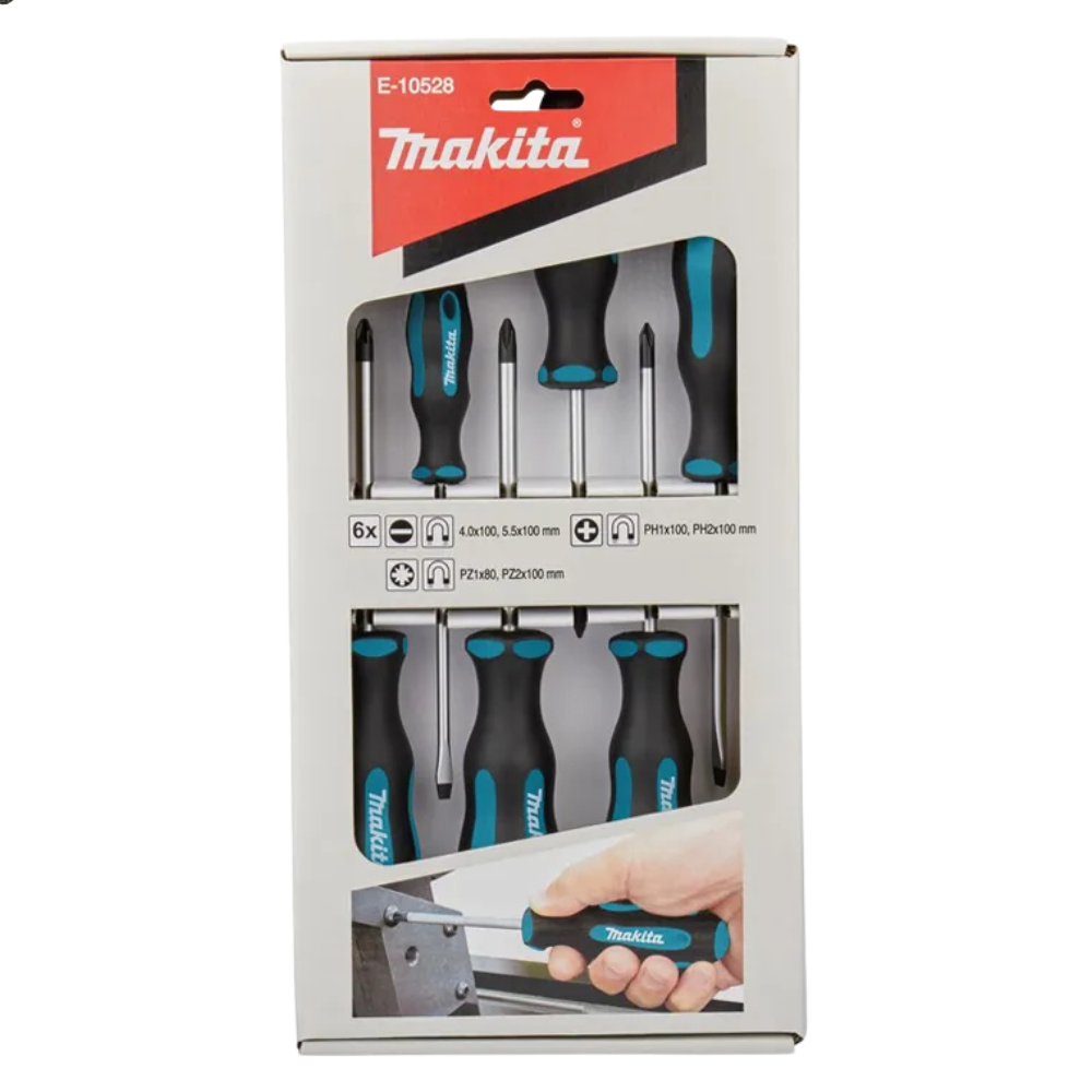 Set Destornilladores Makita 6PZS SL4/SL5.5/PH1/PH2/PZ1/PZ2-4