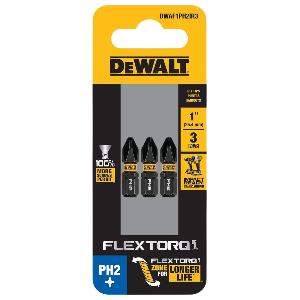Set De Puntas Phillips 3pzas 1" Ph2 FLEXTORQ DWAF1PH2IR3-2