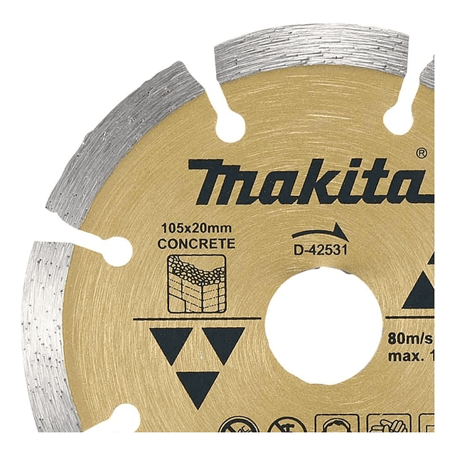 Disco Diamantado Segmentado 105x20mm + Anillo Makita D-42531-2