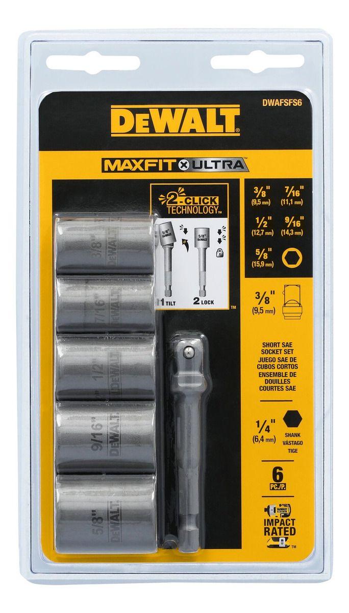 Set 5 Dados Cortos 1/4" MaxFit DeWalt DWAFSFS6-4
