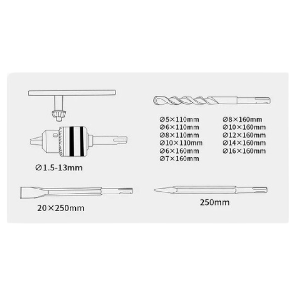 Set De Brocas, Cincel Y Puntos Sds-plus Makita En Maleta-3