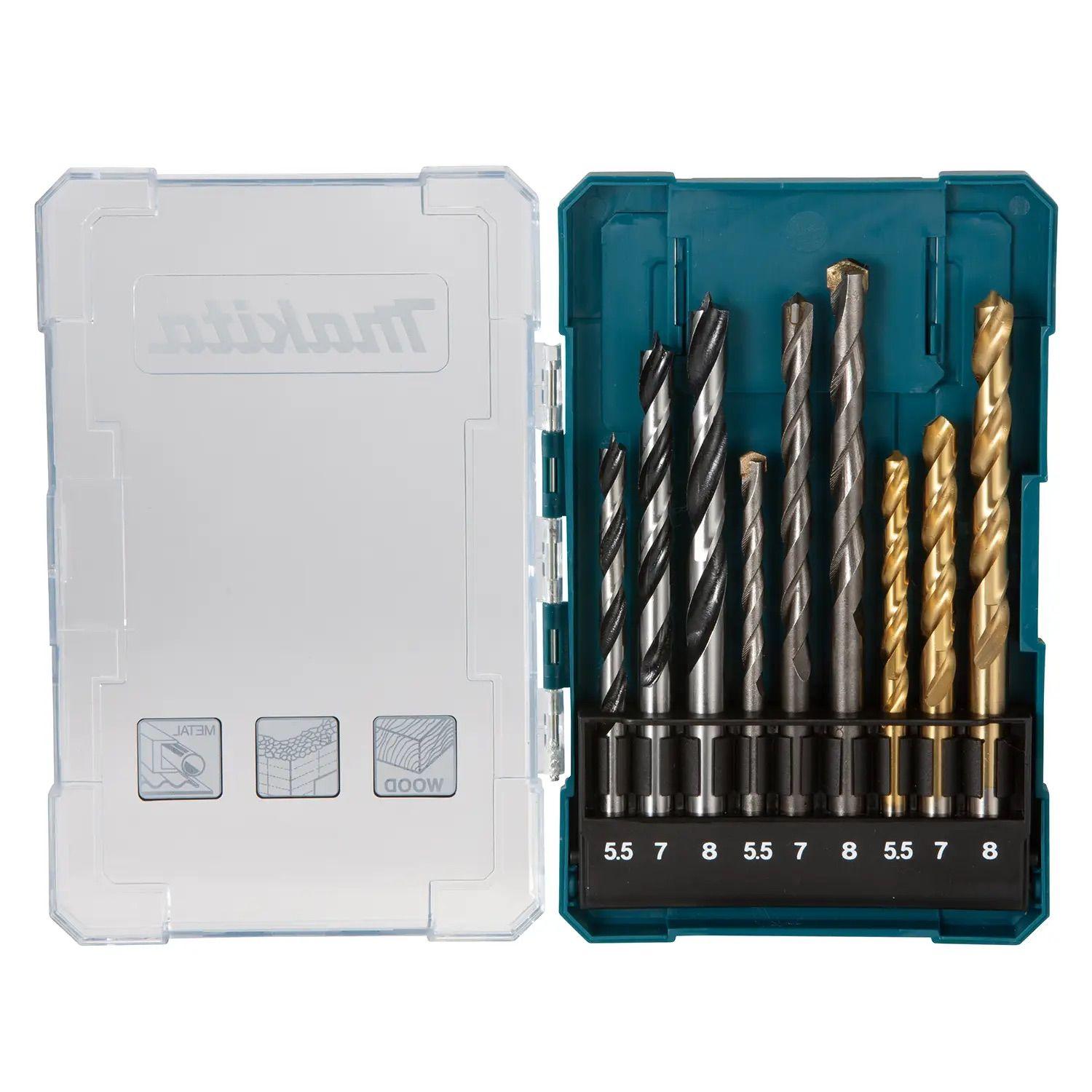 Set De Brocas Metal Madera Concreto 9 Piezas Makita D-71978-0