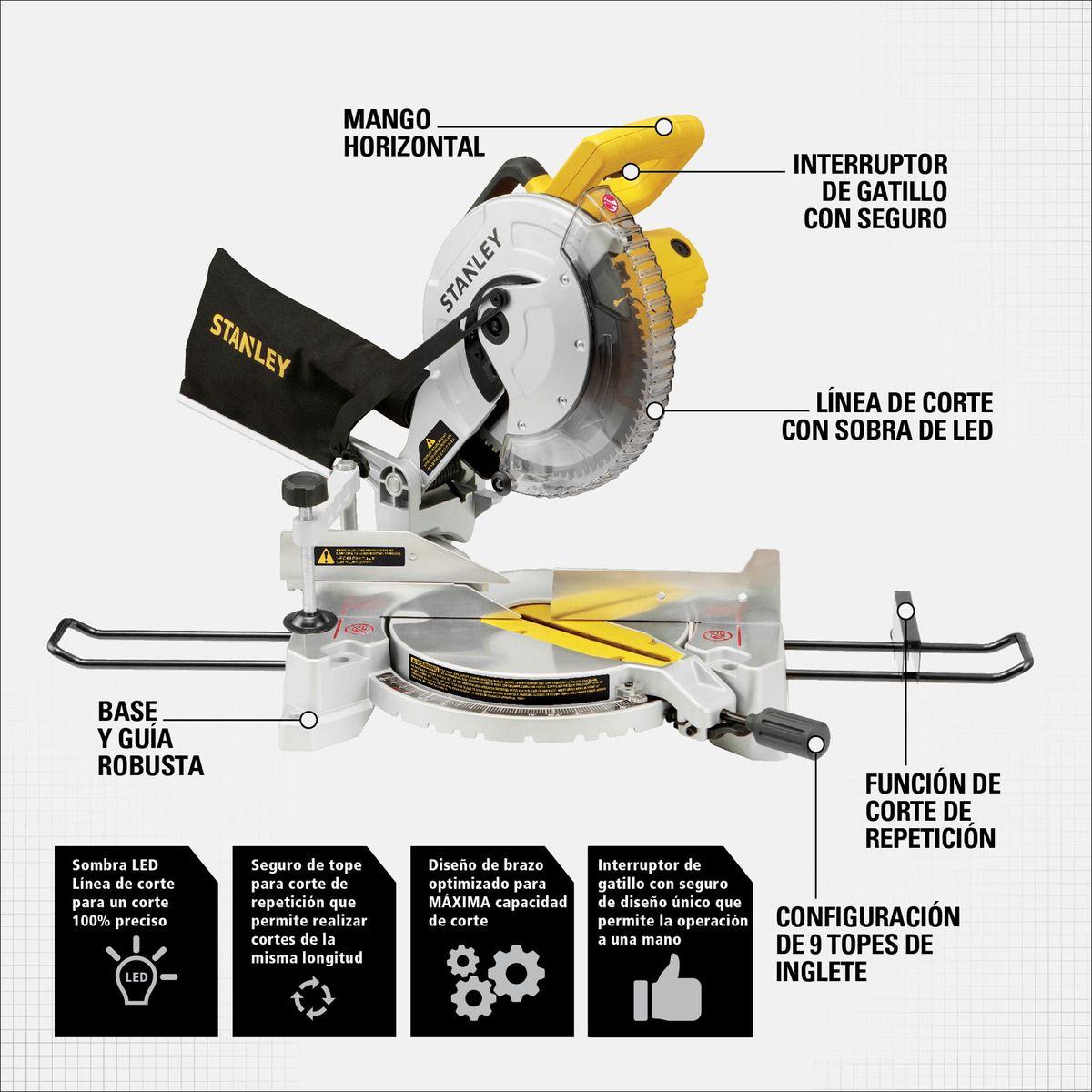 Sierra Ingleteadora 10  1.650w Stanley Sm16-b2c-2
