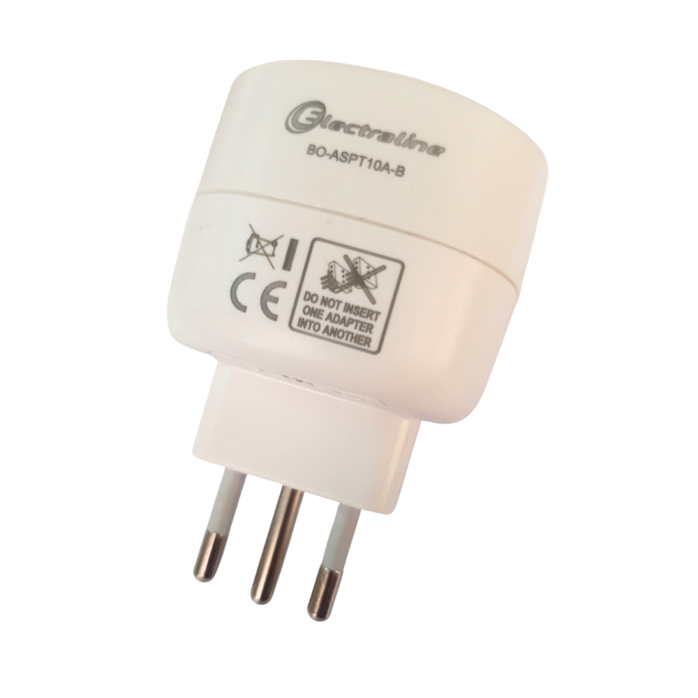 Adaptador Schuko Blanco Con Proteccion y Fusible Electraline-2