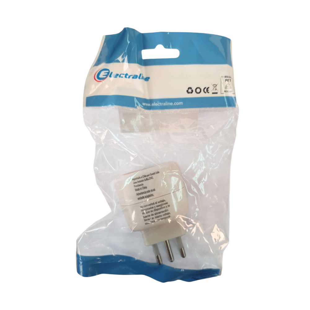 Adaptador Schuko Blanco Con Proteccion y Fusible Electraline-5