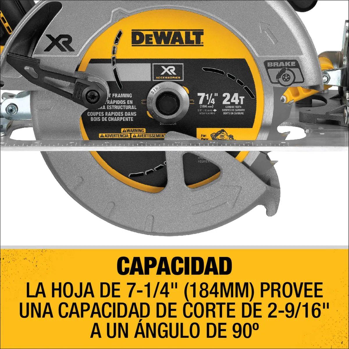 Sierra Circular Inalámbrica 7 1/4 20v Xr Dewalt Dcs570p1-4