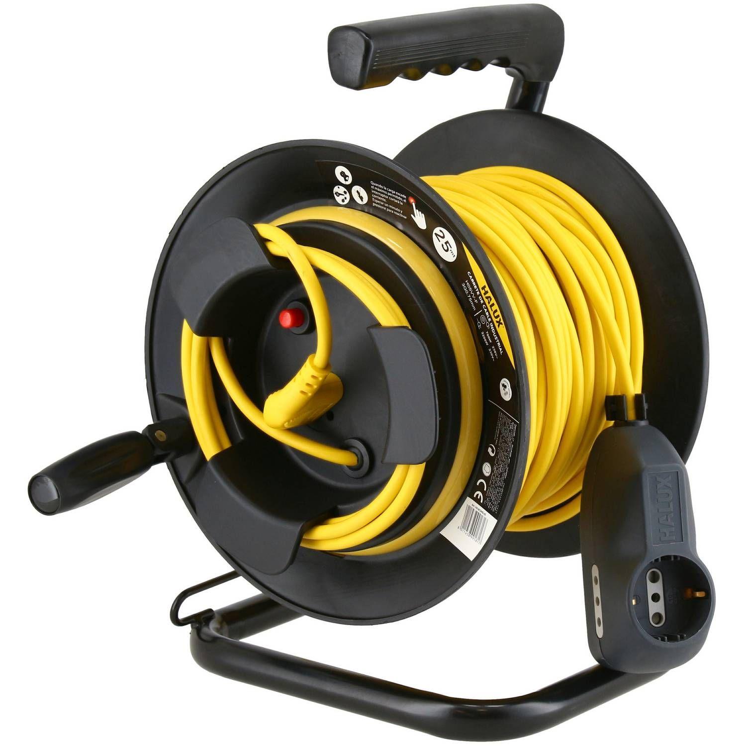 Alargador Carrete Eléctrico 3 Tomas 25 M Schuko-0