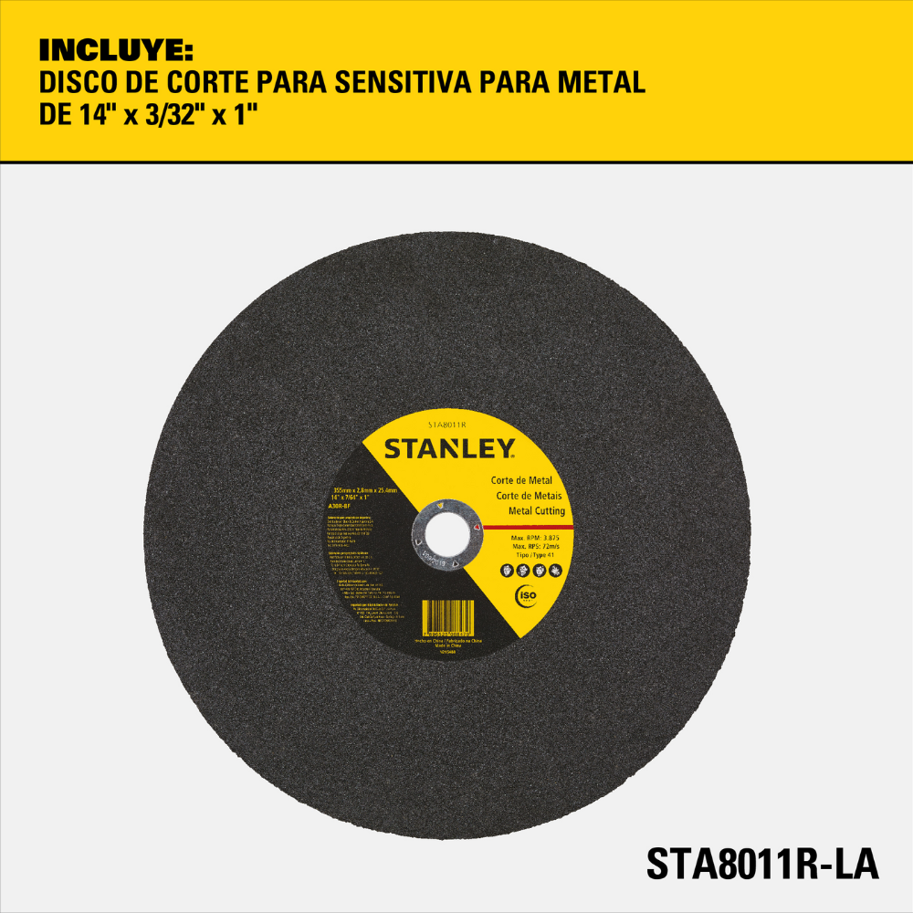 Caja 10Und. Disco Corte Metal 14 Eje 1 Stanley Sta8011R-LA-2