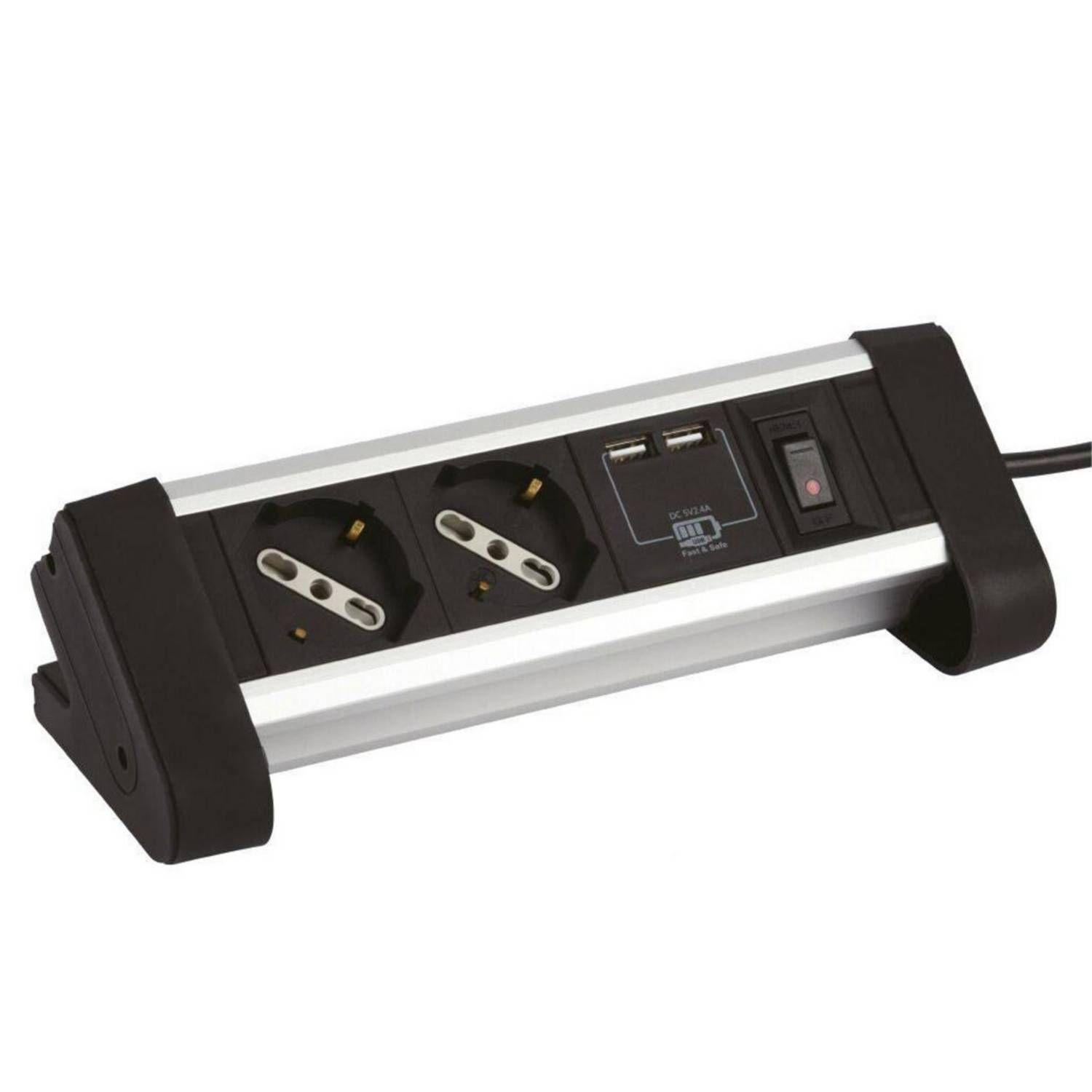 Alargador Zapatilla Para Escritorio 2 Tomas + 2 Puertos Usb-6