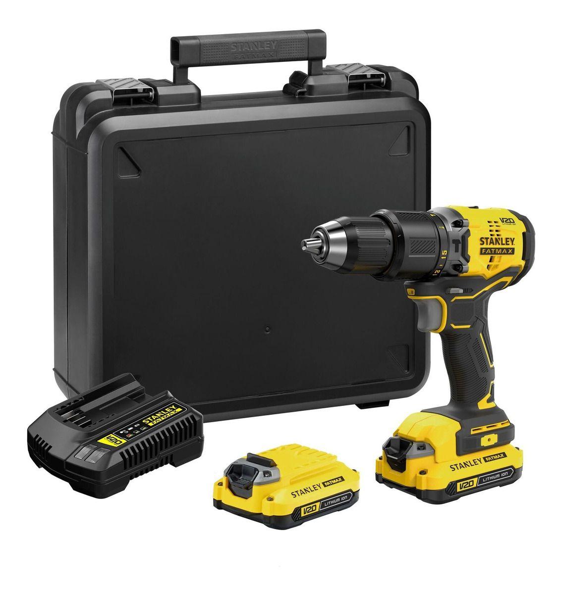 Kit Taladro Percutor 20v Brushless +2b+1c+maleta Stanley-0
