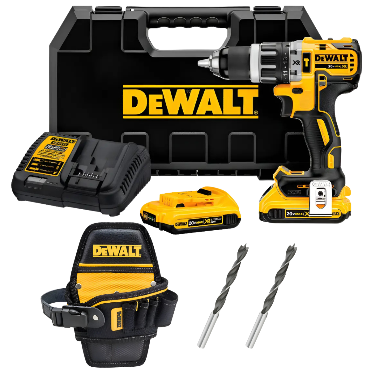 Kit Taladro Percutor DeWALT XR 20V 2Bat +PortaTaladro+Brocas-0