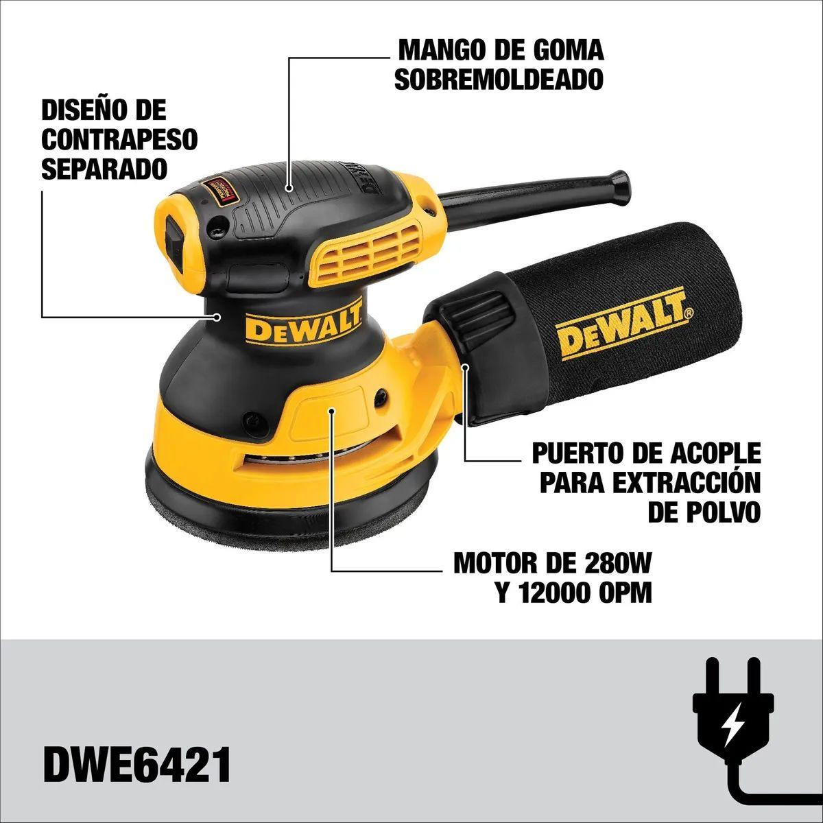 Lijadora Rotoorbital 280w Dwe6421-b2 Dewalt + 5 Lijas-2
