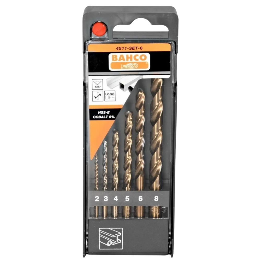 JUEGO DE BROCAS BAHCO HSS-CO 2-8 MM 6 PZAS. 4511-SET-6-2