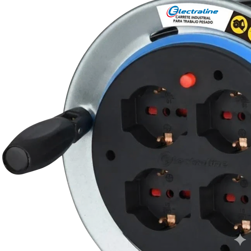 Carrete Alargador Pro 40m 16a 4 Tomas Schuko Electraline-2