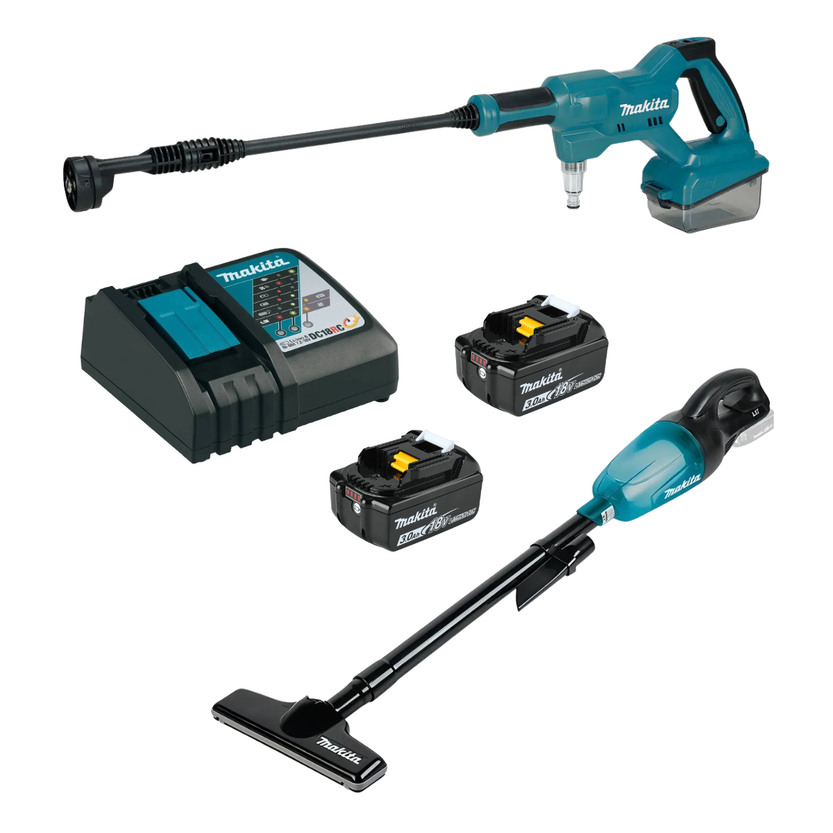 Kit Hidrolavadora +Aspiradora Inálambrica 18v2Bat/Car Makita-0