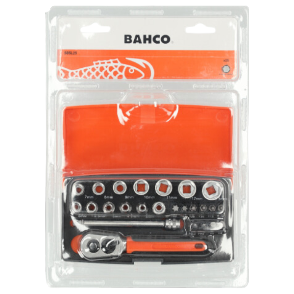 Juego de Dados 1/4" hexagonales, serie corta Bahco SBSL25-3