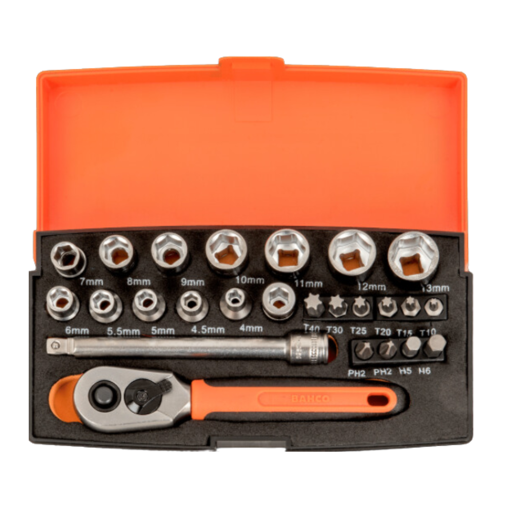 Juego de Dados 1/4" hexagonales, serie corta Bahco SBSL25-4