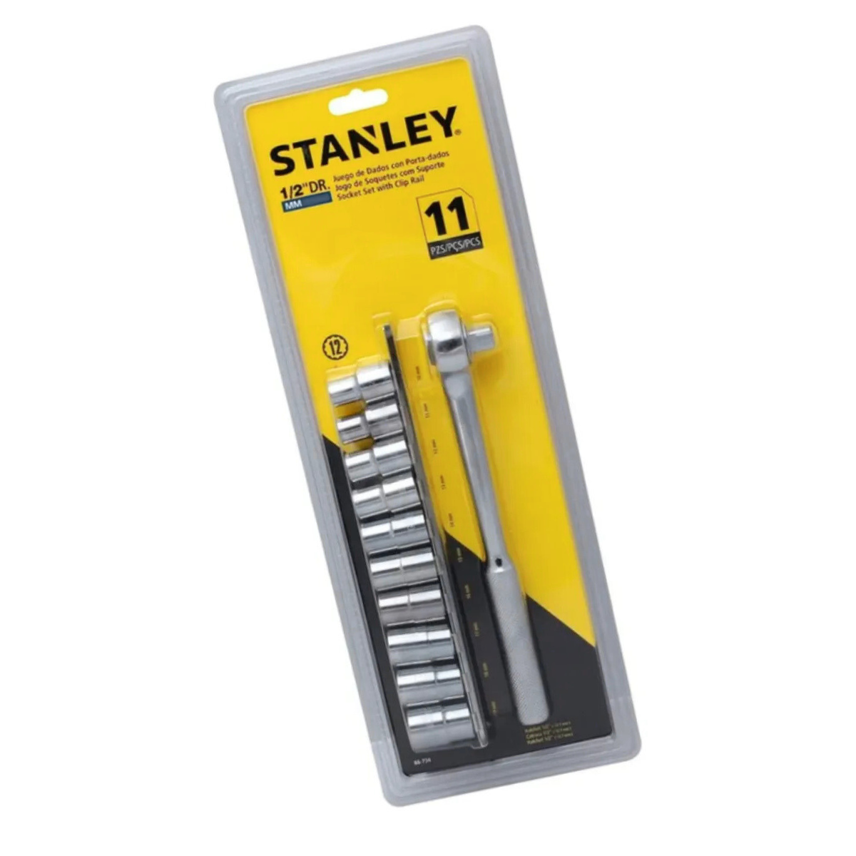 Juego De Dados Métrico Mando 1/2 11 Piezas Stanley 86-734-3