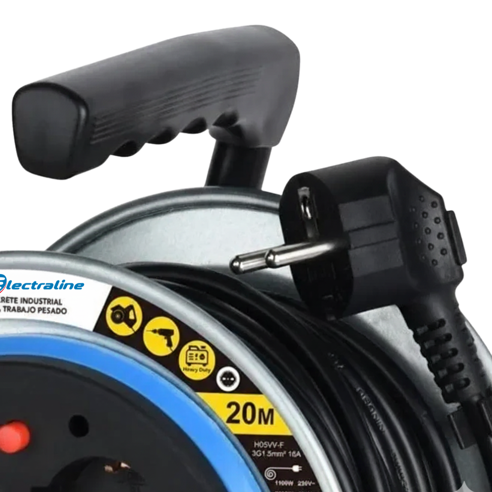 Carrete Alargador Pro 20m 16a 4 Tomas Schuko Electraline-2